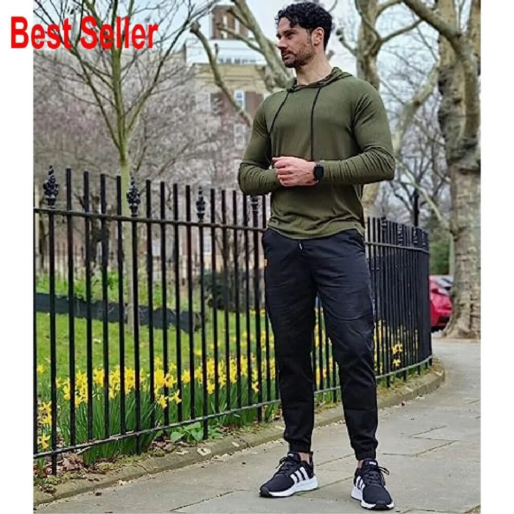 Men's Casual Joggers Twill Cargo Pants Tapered Fit Comfortable Drawstring